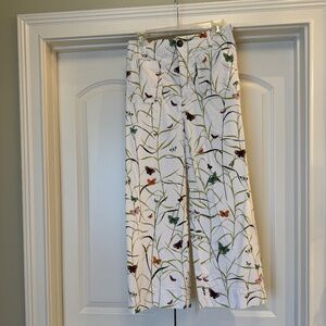 🦋 Anthropologie Maeve Colette Wide-Leg Cropped Pants Butterfly Print Sz 29
